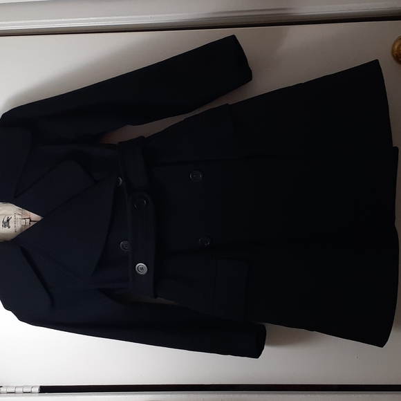 Burberry Wool Coat,Black, Size 4